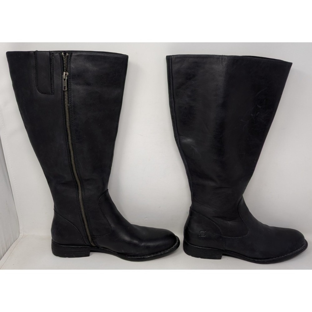 Born Shaunie Black Leather Knee High Tall Riding Boots Women's Size 8 M VTG